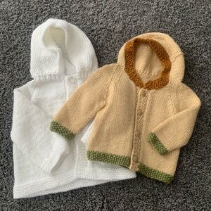 Hand Knitted Baby Sweaters with Hoods